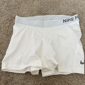 White Nike Pro Spandex Shorts